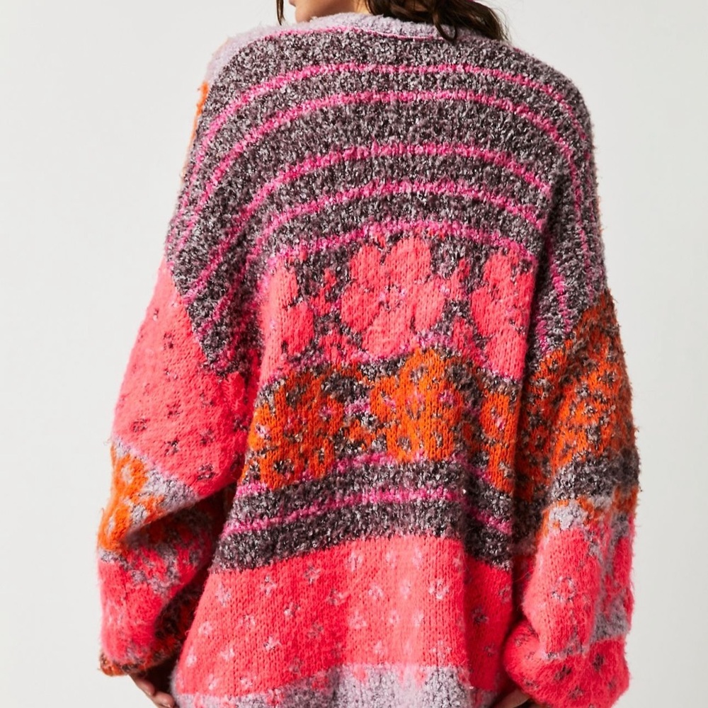 Free People Gather Me Close Cardi Passion Flower Combo/Pink Rose NWT - Picture 3 of 5